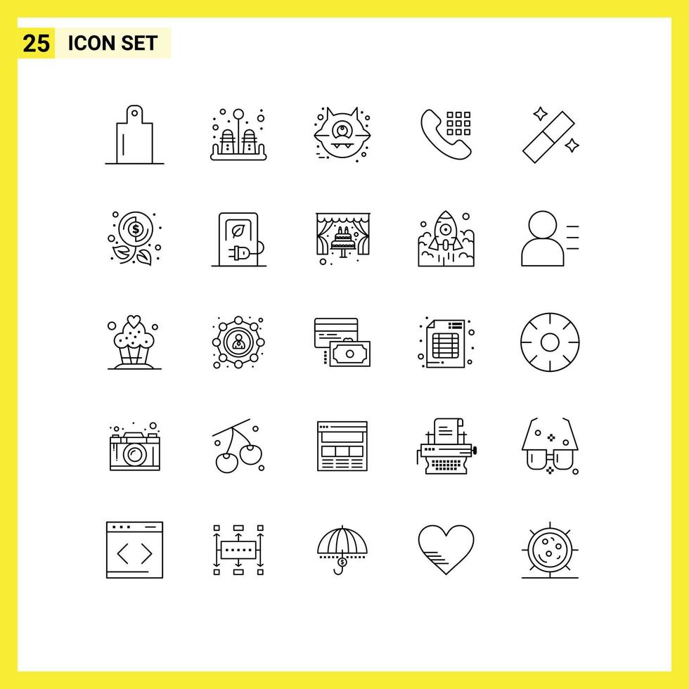 satz von 25 modernen ui-symbolen symbole zeichen für geld budget call tool design editierbare vektordesignelemente vektor