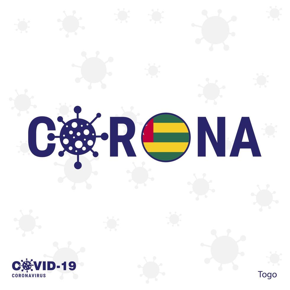 Togo coronavirus typografi covid19 Land baner stanna kvar Hem stanna kvar friska ta vård av din egen hälsa vektor