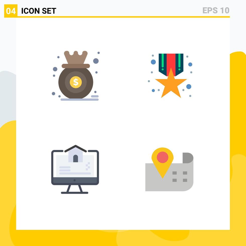 4 thematische Vektor-Flachsymbole und editierbare Symbole der Analyse Computergrafik-Medaillengut editierbare Vektordesign-Elemente vektor