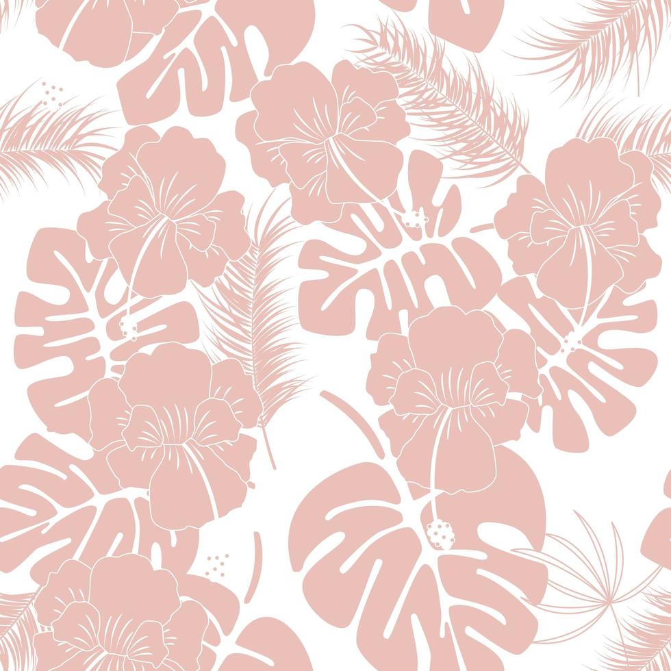nahtloses tropisches Muster mit rosa Monstera-Blättern vektor