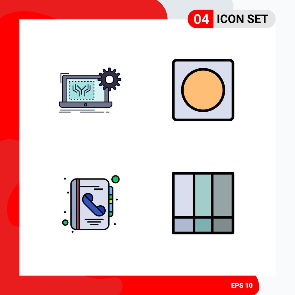 Stock Vector Icon Pack mit 4 Zeilenzeichen und Symbolen für Blueprint Address Engineering Frame Kontakt editierbare Vektordesign-Elemente