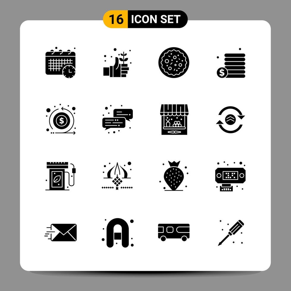 16 schwarze Symbolpaket-Glyphensymbole Zeichen für ansprechende Designs auf weißem Hintergrund 16 Symbole setzen kreativen schwarzen Symbolvektorhintergrund vektor