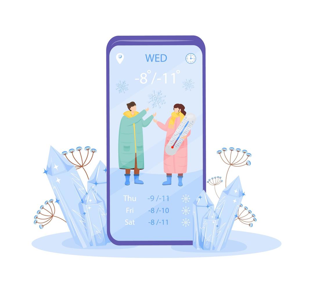 väderapp på smartphone vektor