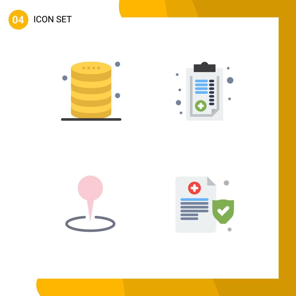 4 platt ikon begrepp för webbplatser mobil och appar moln plats server sjukhus markör redigerbar vektor design element