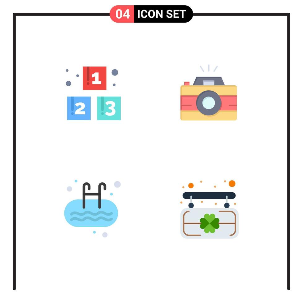 användare gränssnitt packa av 4 grundläggande platt ikoner av ABC stege skola Foto sport redigerbar vektor design element