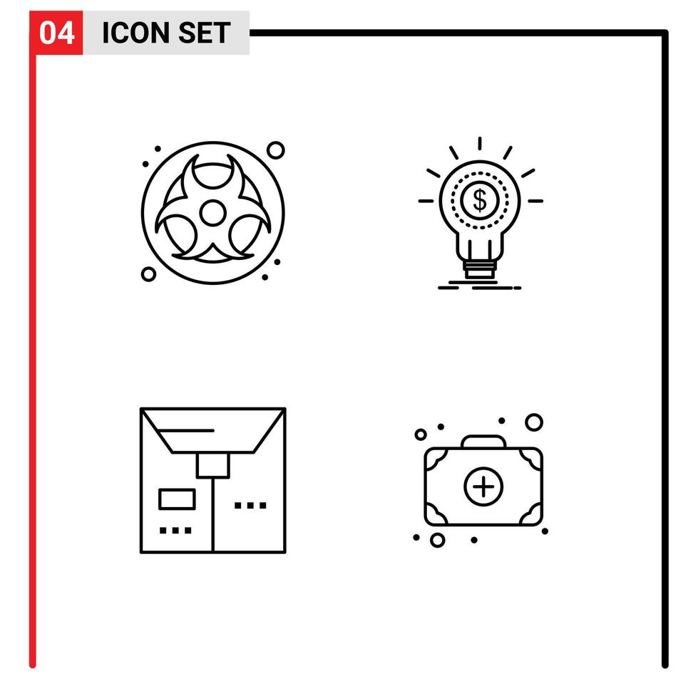 4 universell linje tecken symboler av gas handel avfall aning paket redigerbar vektor design element