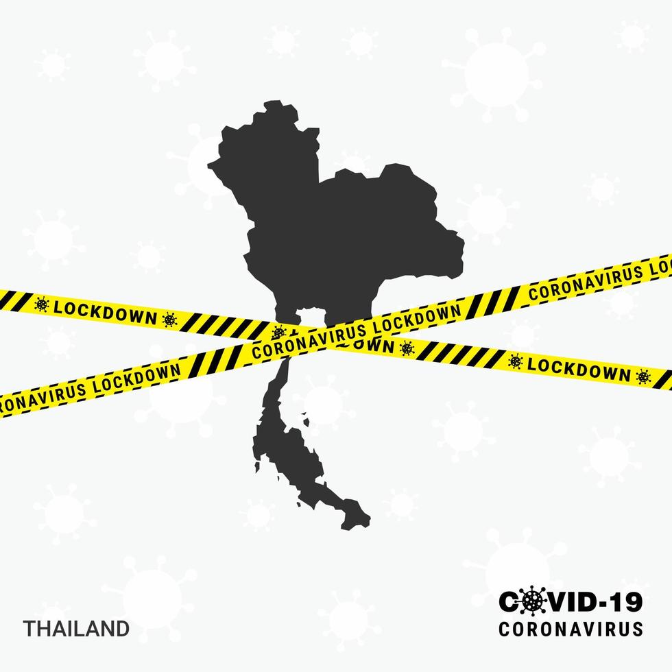 thailandlandkarte sperrvorlage für coronavirus-pandemie zum stopp der virusübertragung covid 19 bewusstseinsvorlage vektor