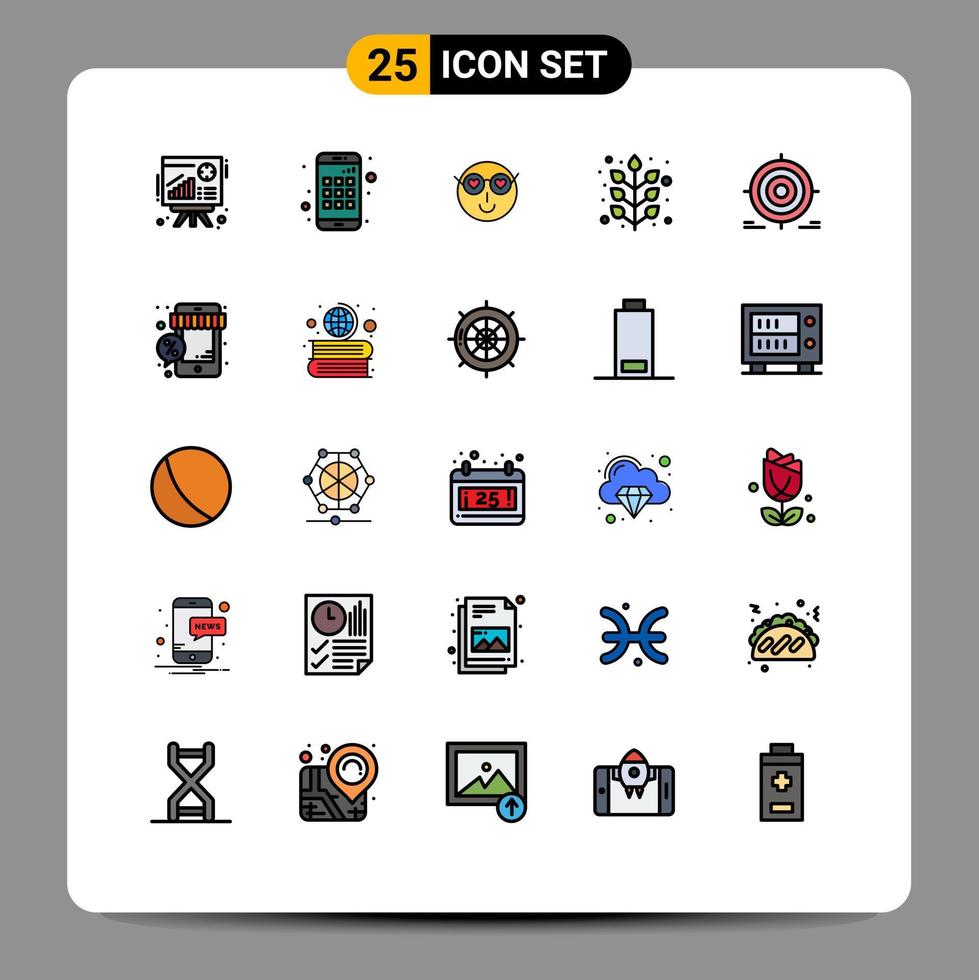 piktogram uppsättning av 25 enkel fylld linje platt färger av mål växt emoji blad höst redigerbar vektor design element