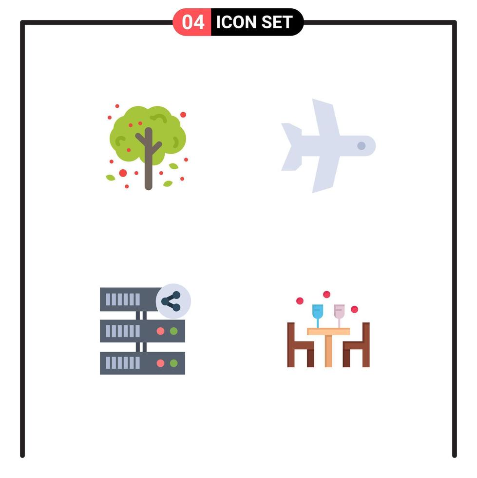 4 kreativ ikoner modern tecken och symboler av äpple dela med sig träd transport server redigerbar vektor design element