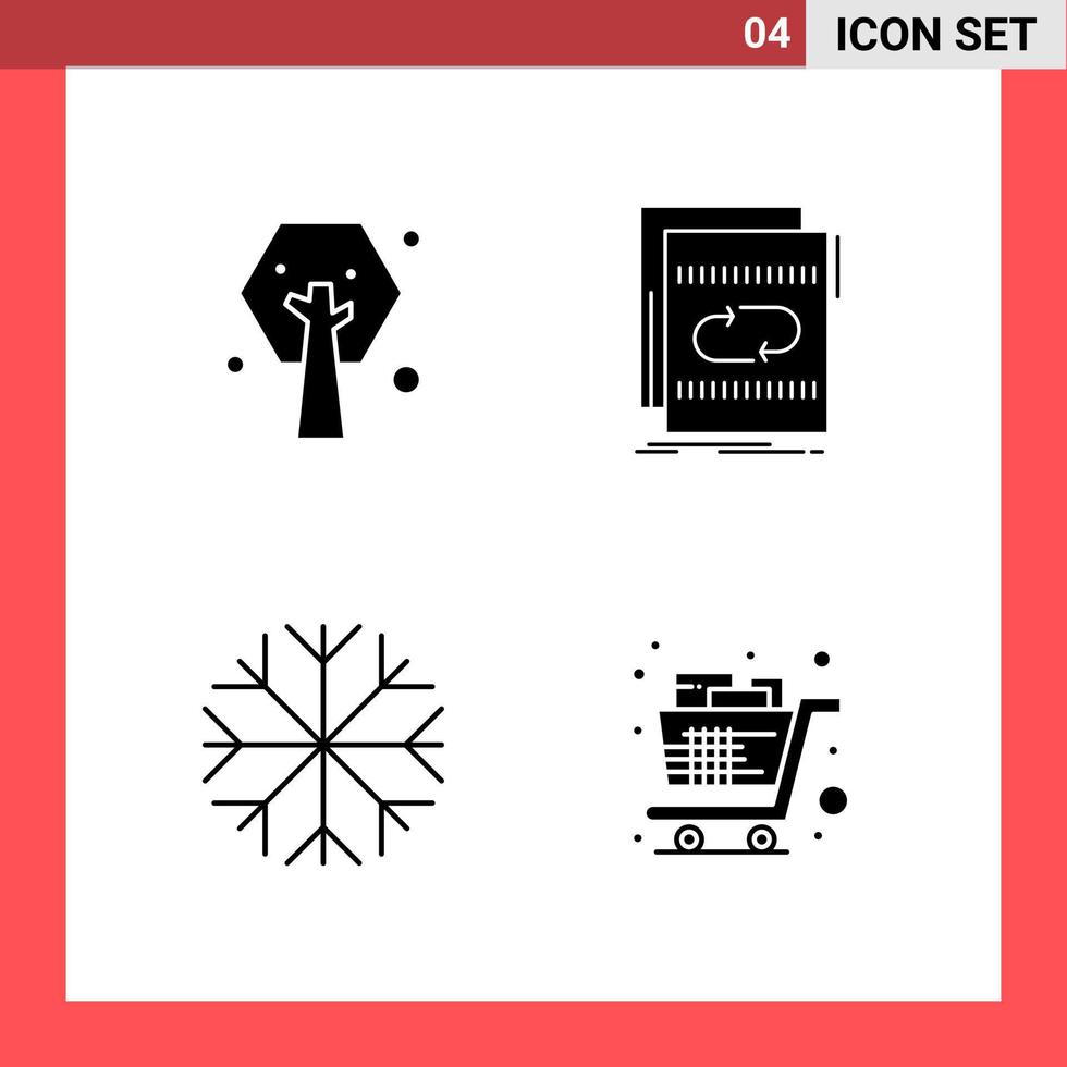 4 ikon packa fast stil glyf symboler på vit bakgrund enkel tecken för allmän design kreativ svart ikon vektor bakgrund