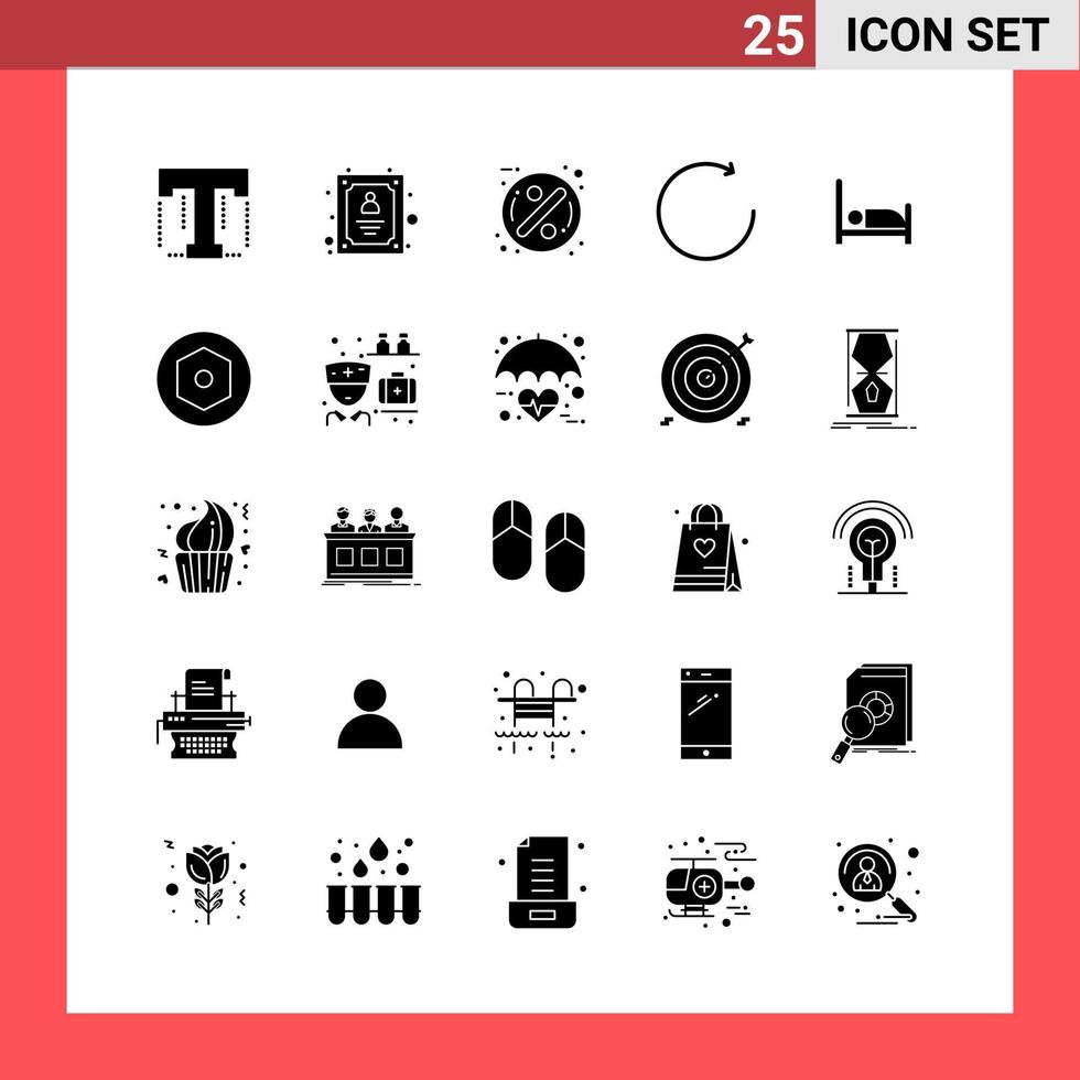 25 ikon packa fast stil glyf symboler på vit bakgrund enkel tecken för allmän design kreativ svart ikon vektor bakgrund