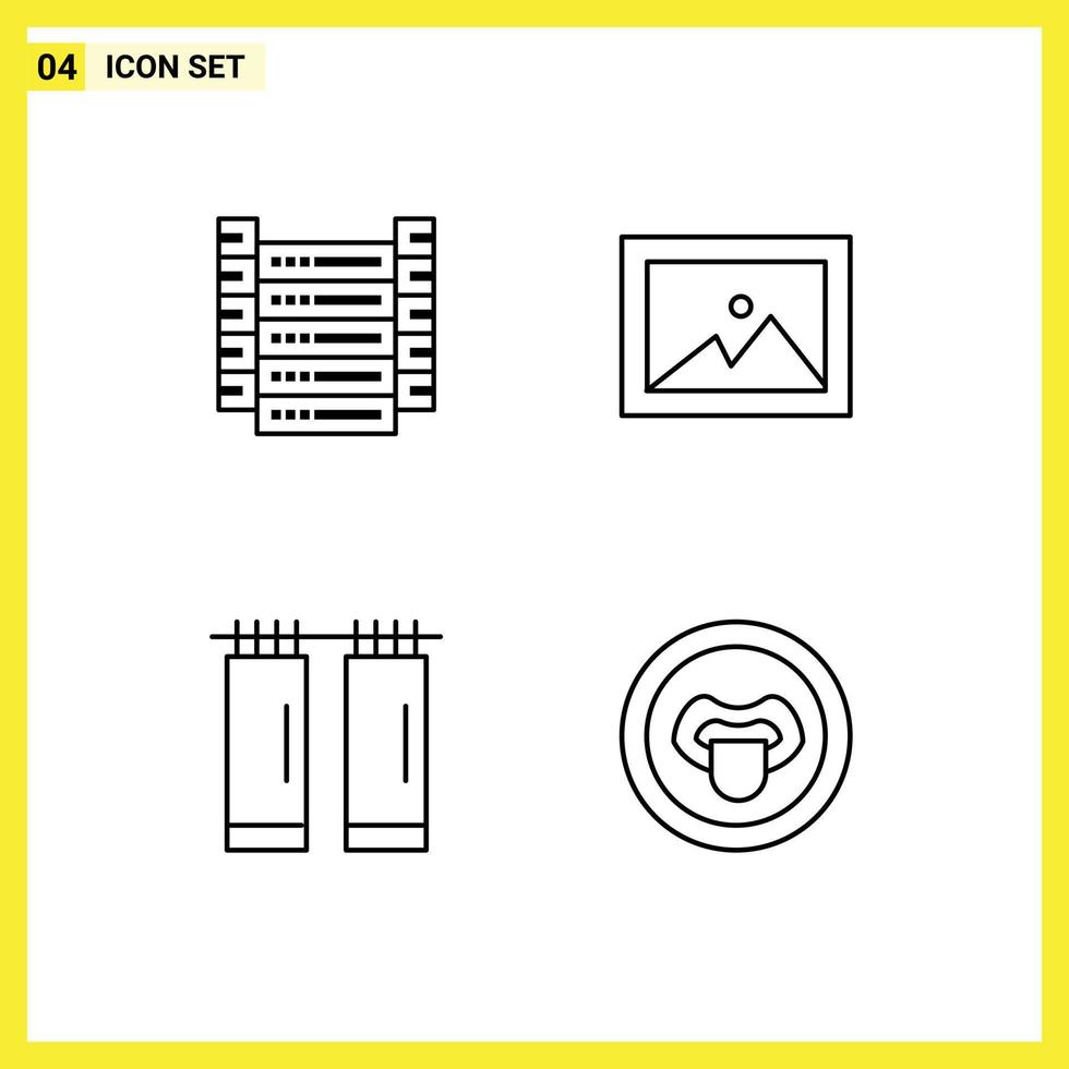 Gruppe von 4 modernen Filledline-Flachfarben für Big-Data-Innenserver, Fotolabor, editierbare Vektordesign-Elemente vektor