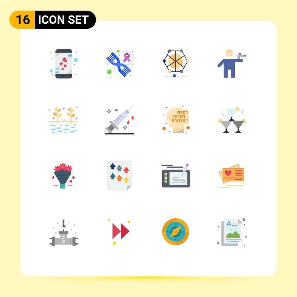 grupp av 16 platt färger tecken och symboler för jordbruk mördare inlärning mördare beväpnad redigerbar packa av kreativ vektor design element