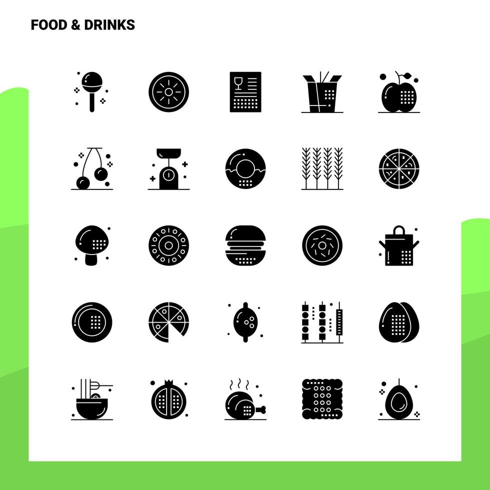 25 mat drycker ikon uppsättning fast glyf ikon vektor illustration mall för webb och mobil idéer för företag företag