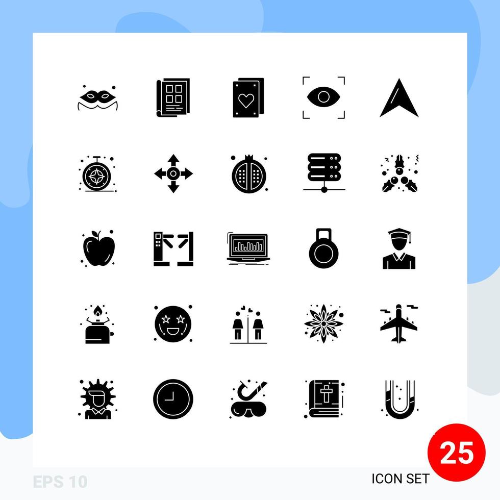 grupp av 25 modern fast glyfer uppsättning för browser Karta kort plats fokus redigerbar vektor design element