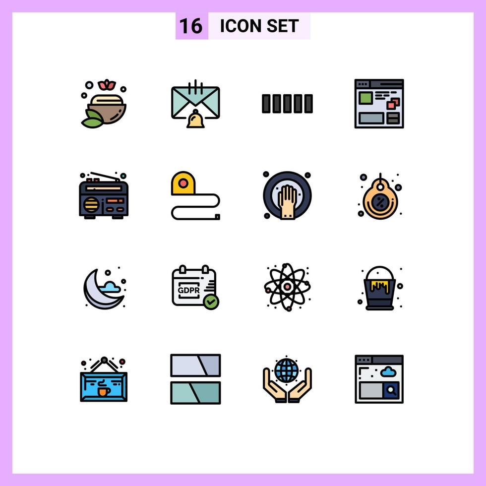 platt Färg fylld linje packa av 16 universell symboler av frekvens webb hjälp sida browser redigerbar kreativ vektor design element