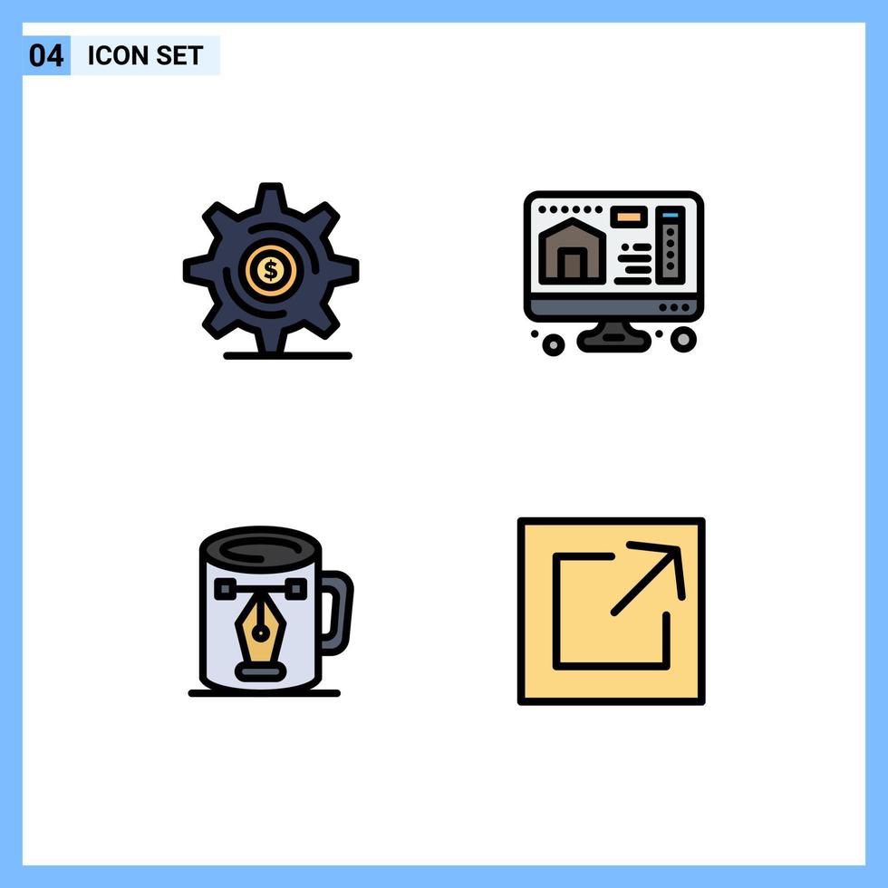 satz von 4 modernen ui-symbolen symbole zeichen für geschäftszeichnung einstellung home nodes editierbare vektordesignelemente vektor