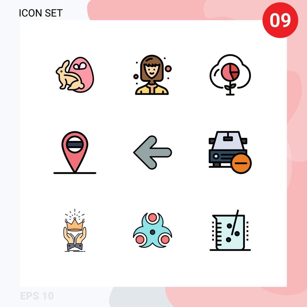 modern uppsättning av 9 fylld linje platt färger och symboler sådan som bil tillbaka data pilar Platshållare redigerbar vektor design element