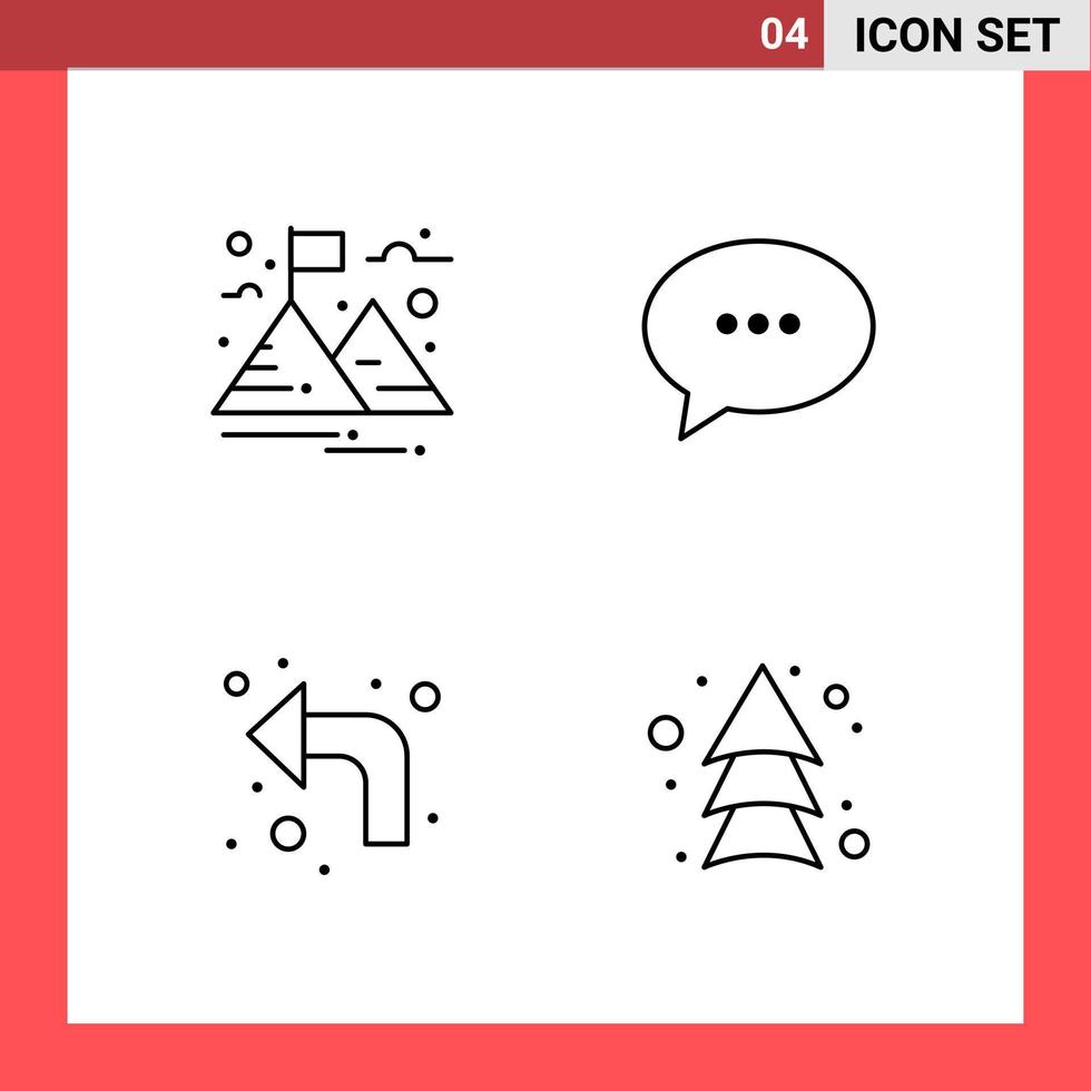 4 ikon packa linje stil översikt symboler på vit bakgrund enkel tecken för allmän design kreativ svart ikon vektor bakgrund