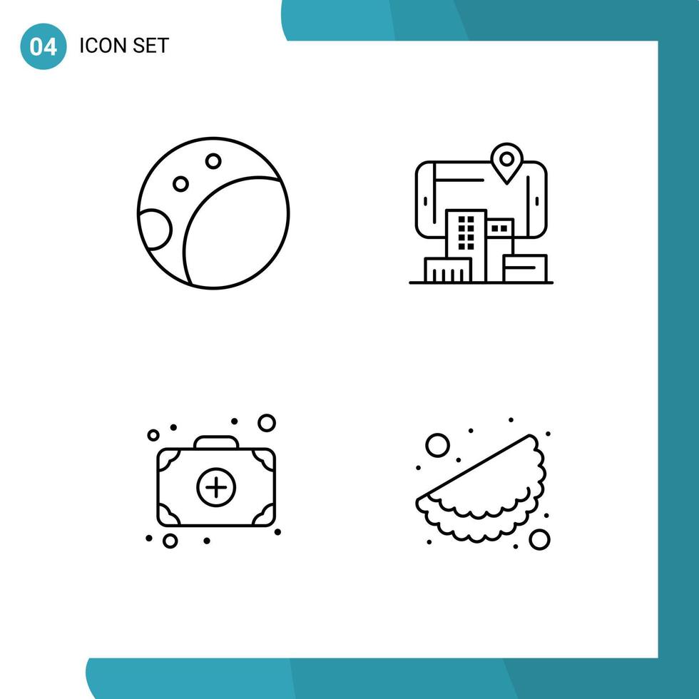 Packung mit 4 modernen Filledline-Flachfarben Zeichen und Symbolen für Web-Printmedien wie Backside Food City Bag India editierbare Vektordesign-Elemente vektor