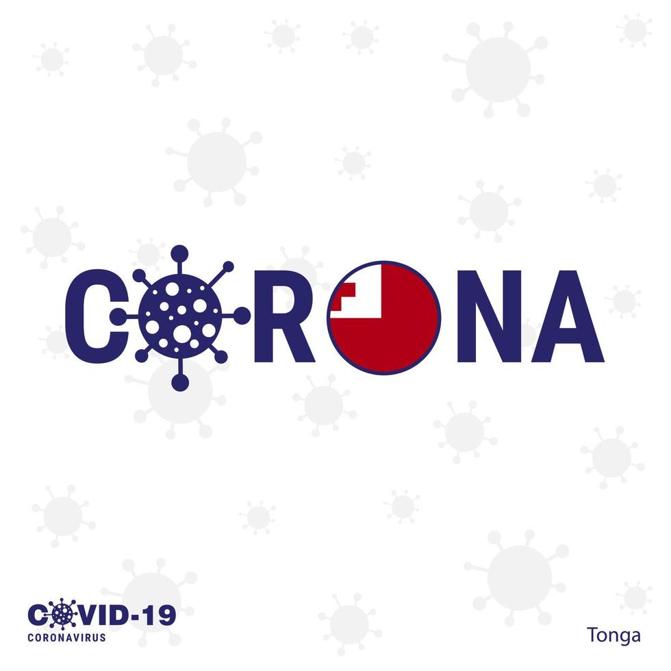 tonga coronavirus typografie covid19 country banner bleib zu hause bleib gesund pass auf deine eigene gesundheit auf vektor