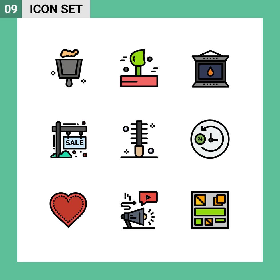 9 universelle Fillline-Flachfarben für Web- und mobile Anwendungen vektor