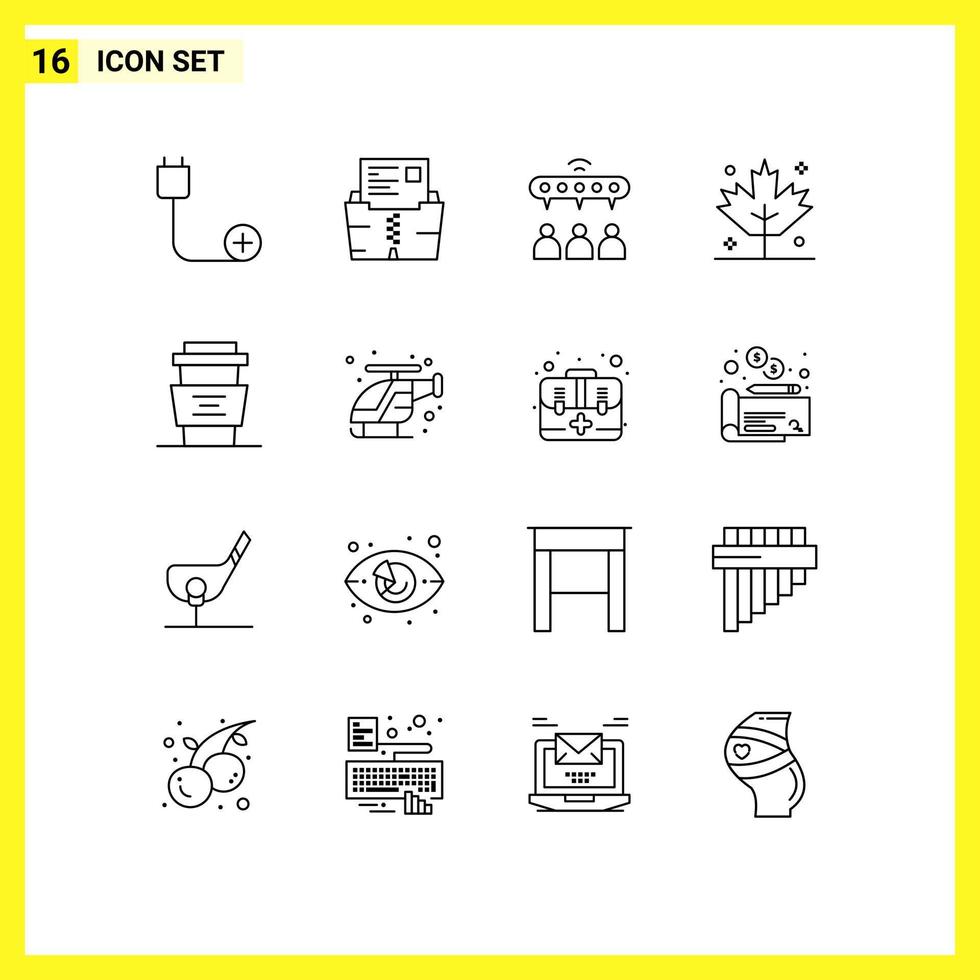 Aktienvektor-Icon-Pack mit 16 Zeilenzeichen und Symbolen für Getränke Thanksgiving-Datei Holiday Sharing editierbare Vektordesign-Elemente vektor