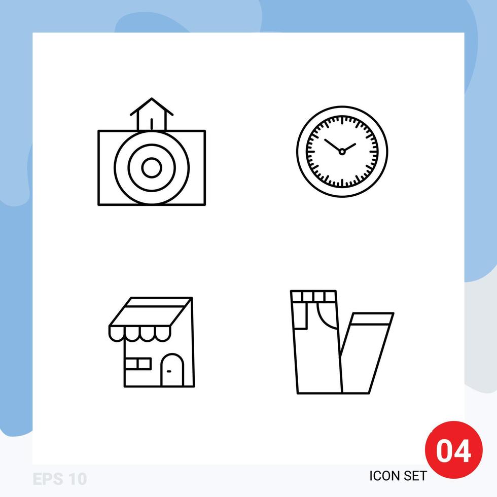 Stock Vector Icon Pack mit 4 Zeilenzeichen und Symbolen für Erdbeben E-Commerce Wetterminuten Shop editierbare Vektordesign-Elemente