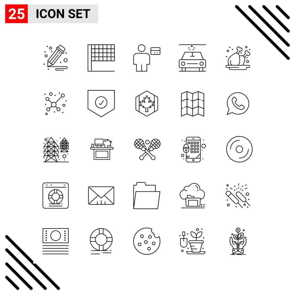 pixel perfekt uppsättning av 25 linje ikoner översikt ikon uppsättning för webbplats design och mobil tillämpningar gränssnitt kreativ svart ikon vektor bakgrund