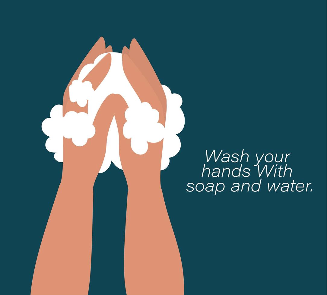 Hände waschen mit Blasen Design vektor