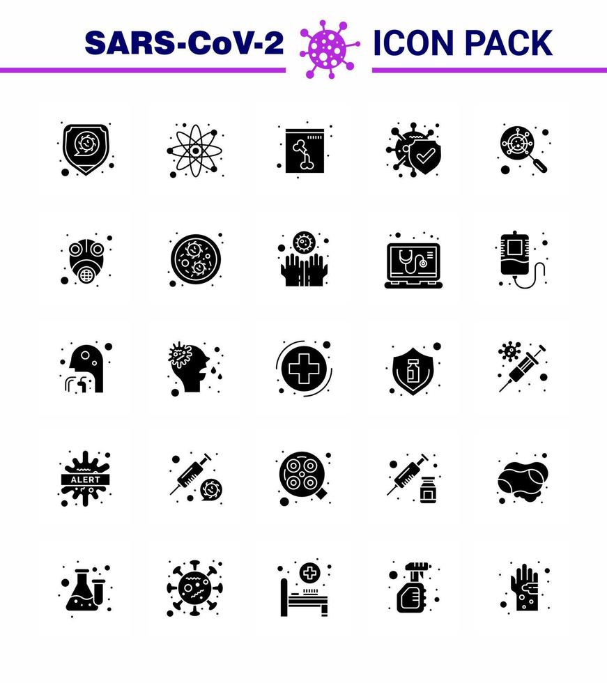 25 fast glyf coronavirus epidemi ikon packa suga som interfac devirus ben säker sjukdom viral coronavirus 2019 nov sjukdom vektor design element