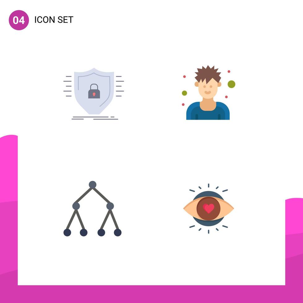 4 användare gränssnitt platt ikon packa av modern tecken och symboler av försvar länk säkerhet motionär topologi redigerbar vektor design element
