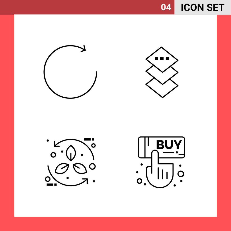 4 Icon Pack Line Style Umrisssymbole auf weißem Hintergrund einfache Zeichen für die allgemeine Gestaltung kreativer schwarzer Icon-Vektor-Hintergrund vektor