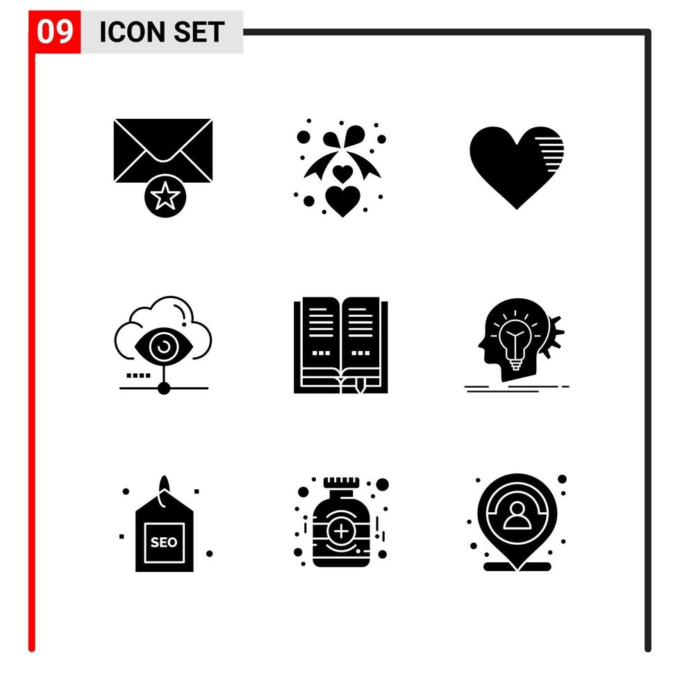 9 allgemeine Symbole für Website-Design Print und mobile Apps 9 Glyphensymbole Zeichen isoliert auf weißem Hintergrund 9 Symbolpaket kreativer schwarzer Symbolvektorhintergrund vektor