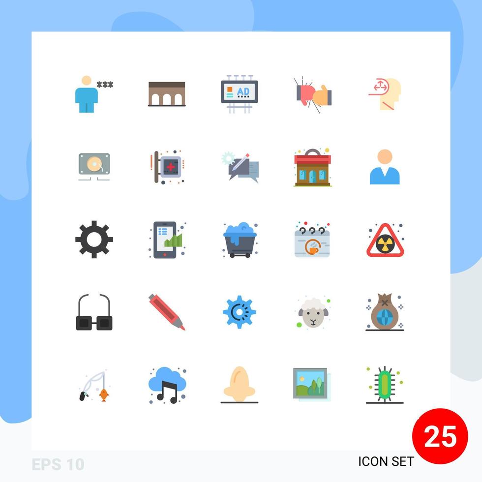 modern uppsättning av 25 platt färger pictograph av konkurrens låda historisk publicitet marknadsföring redigerbar vektor design element