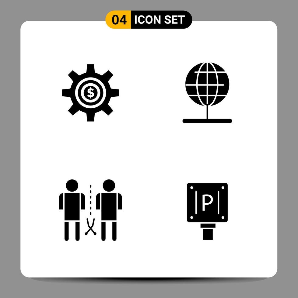 4 svart ikon packa glyf symboler tecken för mottaglig mönster på vit bakgrund 4 ikoner uppsättning kreativ svart ikon vektor bakgrund