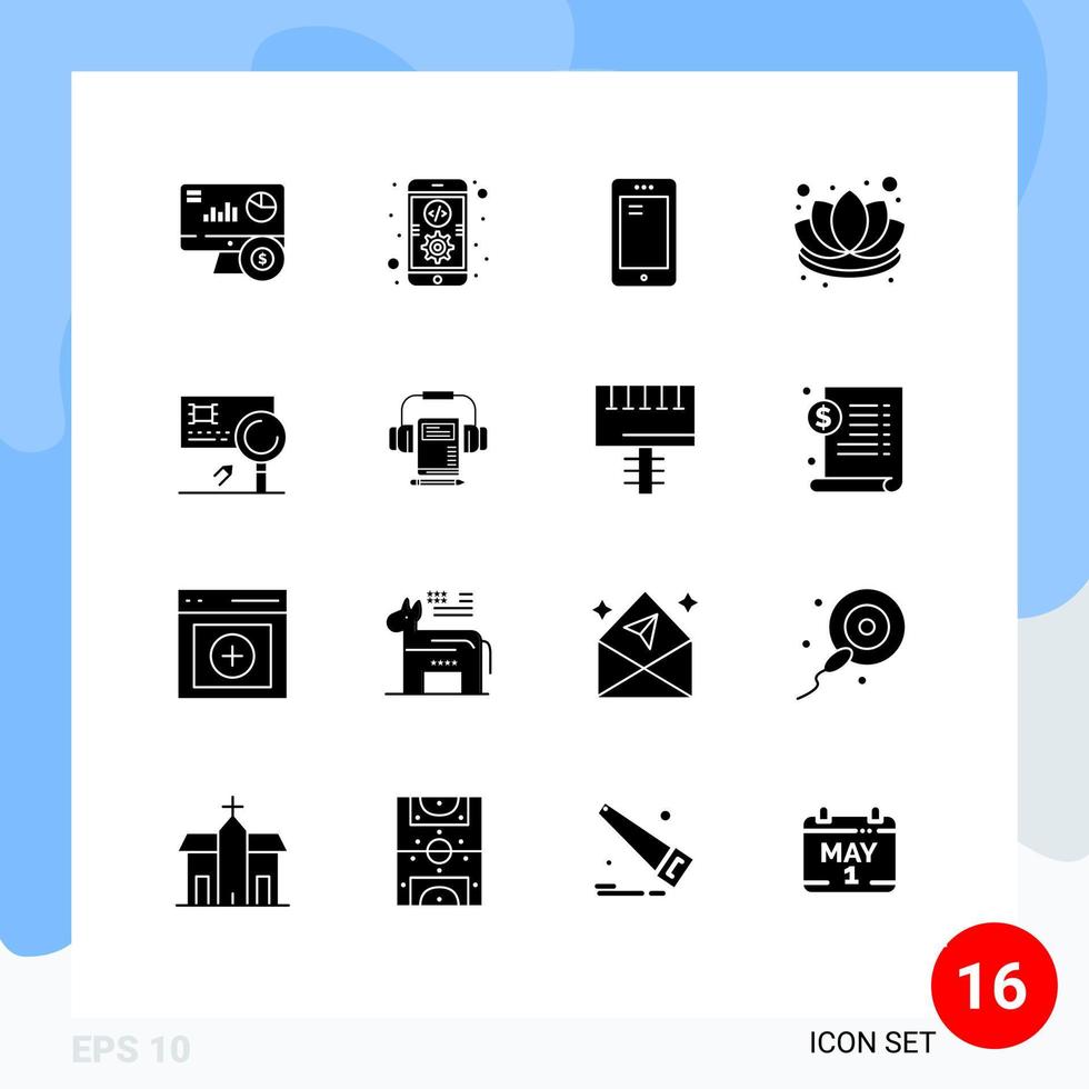 satz von 16 modernen ui-symbolen symbole zeichen für analyse blumentelefondekorationen samsung editierbare vektordesignelemente vektor