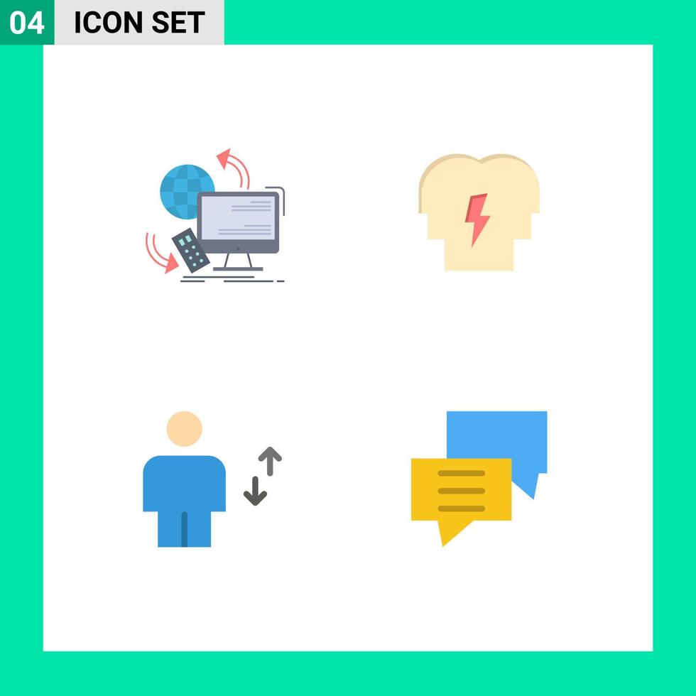 modern uppsättning av 4 platt ikoner och symboler sådan som tillgång avatar avlägsen i hiss redigerbar vektor design element