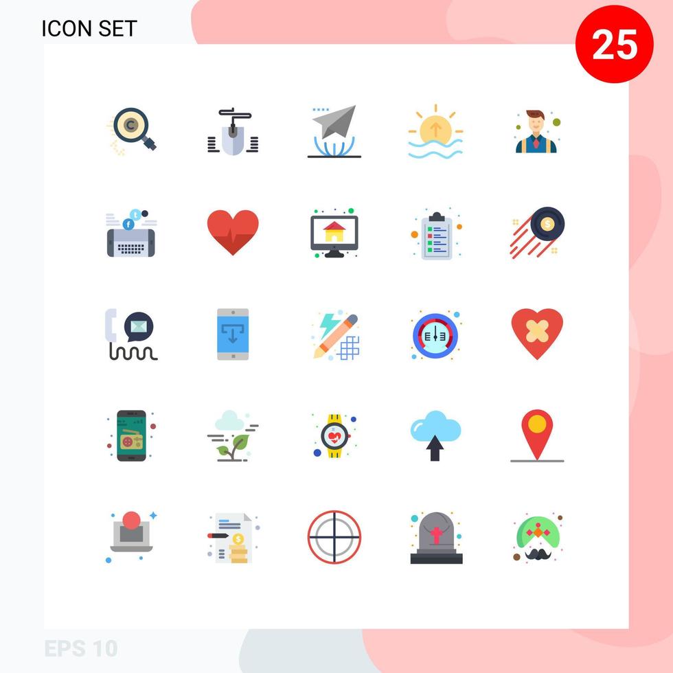 25 flaches Farbkonzept für mobile Websites und Apps Boss Shine E-Mail Sea Day editierbare Vektordesign-Elemente vektor
