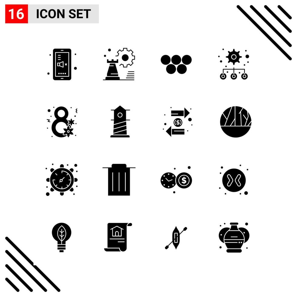 pixel perfekt uppsättning av 16 fast ikoner glyf ikon uppsättning för webbplats design och mobil tillämpningar gränssnitt kreativ svart ikon vektor bakgrund