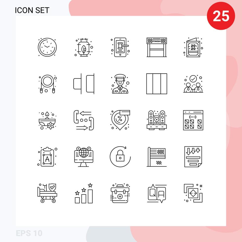 25 universell linje tecken symboler av inbjudan mål telefon lopp linje redigerbar vektor design element