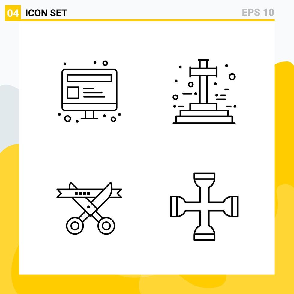 samling av 4 universell linje ikoner ikon uppsättning för webb och mobil kreativ svart ikon vektor bakgrund
