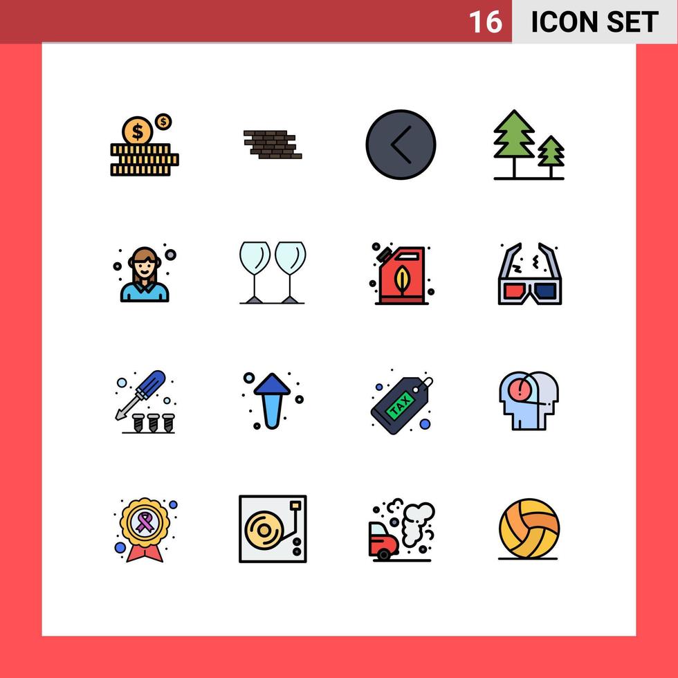 modern uppsättning av 16 platt Färg fylld rader pictograph av anställd träd tillbaka Semester spelare redigerbar kreativ vektor design element