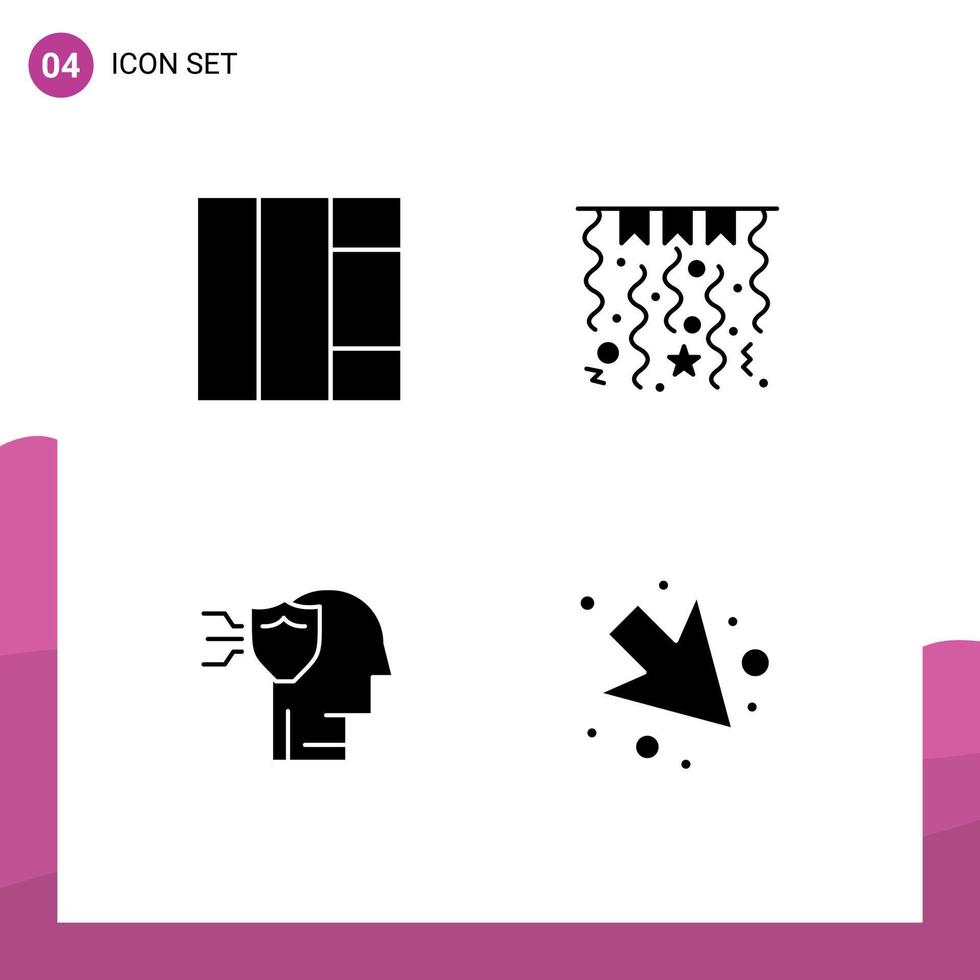 satz von 4 modernen ui-symbolen symbole zeichen für gitter pfeil dekorationen schutz rechts editierbare vektordesignelemente vektor
