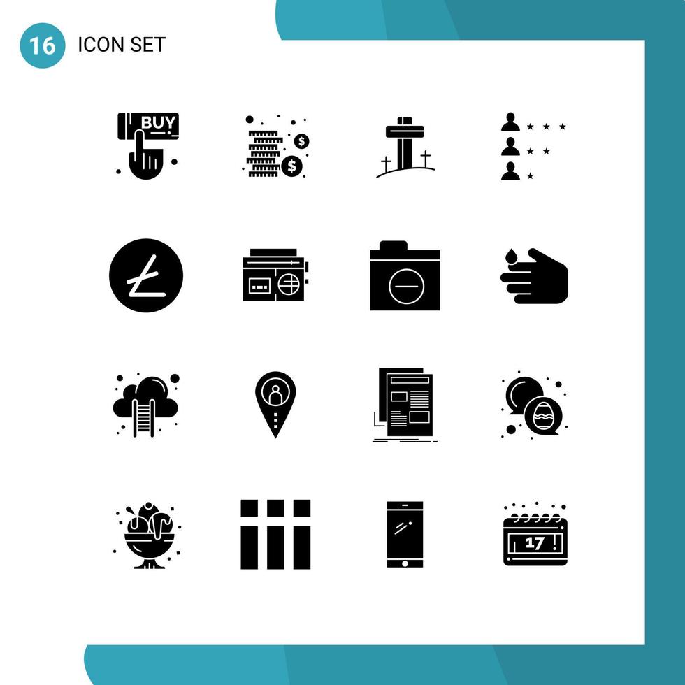 16 universell fast glyf tecken symboler av valuta lite mynt kristen nätverk jobb redigerbar vektor design element