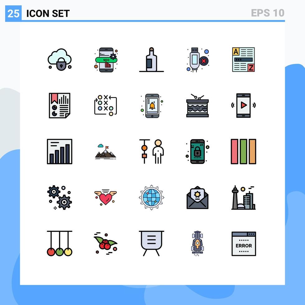uppsättning av 25 modern ui ikoner symboler tecken för data internet strand koda browser redigerbar vektor design element
