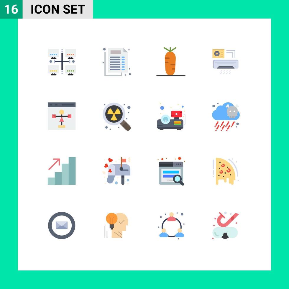 piktogram uppsättning av 16 enkel platt färger av flödesschema utveckla mat kodning ac redigerbar packa av kreativ vektor design element