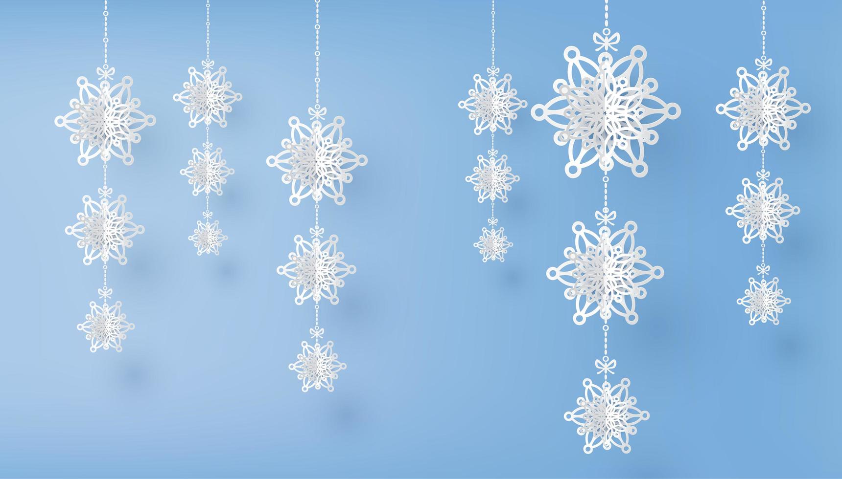Frohe Weihnachten und Wintersaison mit Papier geschnittenen Schneeflocken vektor