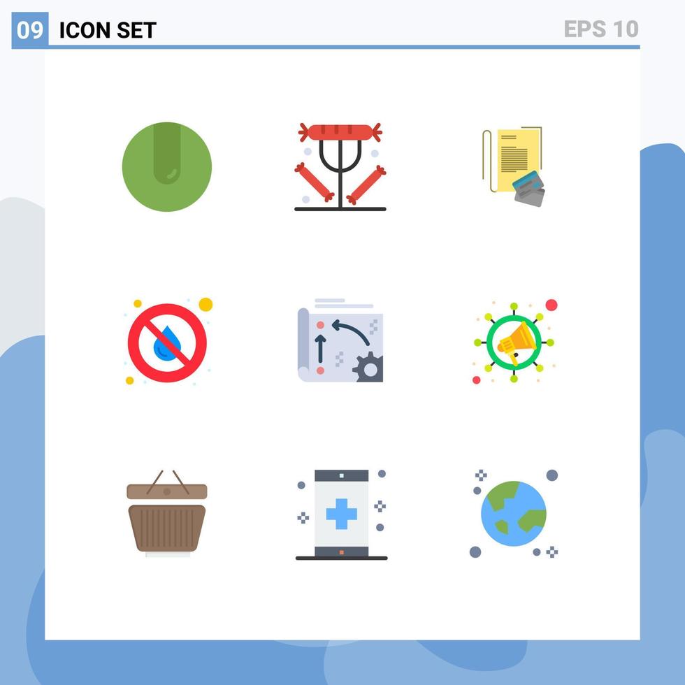 9 universell platt Färg tecken symboler av app vatten notera regn släppa redigerbar vektor design element