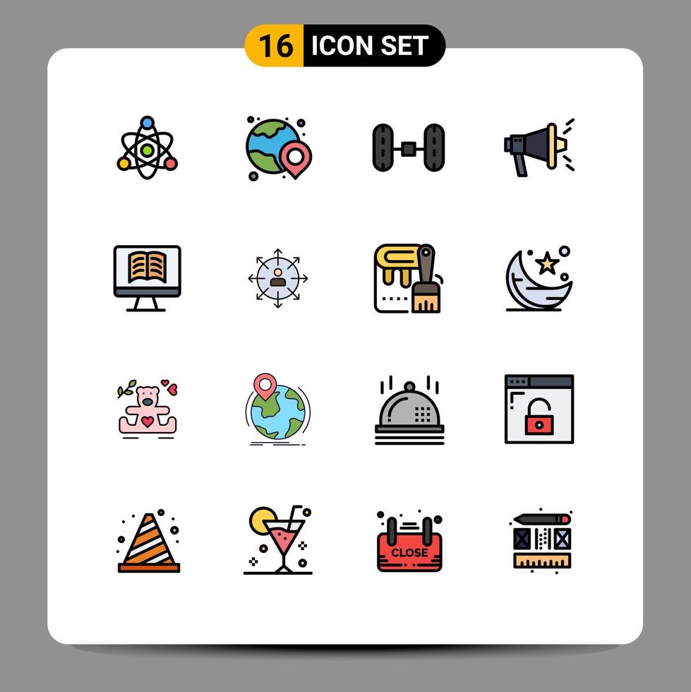 uppsättning av 16 modern ui ikoner symboler tecken för pilar på teknik skåpbil bok viral redigerbar kreativ vektor design element